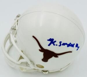 KENDALL SANDERS SIGNED TEXAS LONGHORNS MINI HELMET AUTOGRAPH COA K2