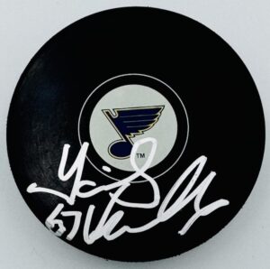 YANNICK VEILLEUX SIGNED ST. LOUIS BLUES HOCKEY PUCK CANADA AUTOGRAPH COA J2