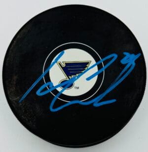 IAN COLE SIGNED ST. LOUIS BLUES HOCKEY PUCK NOTRE DAME IRISH AUTOGRAPH COA K3