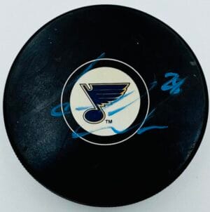 IAN COLE SIGNED ST. LOUIS BLUES HOCKEY PUCK NOTRE DAME IRISH AUTOGRAPH COA J7