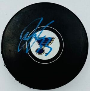 JORDAN LEOPOLD SIGNED ST. LOUIS BLUES HOCKEY PUCK MINNESOTA WILD AUTOGRAPH J1