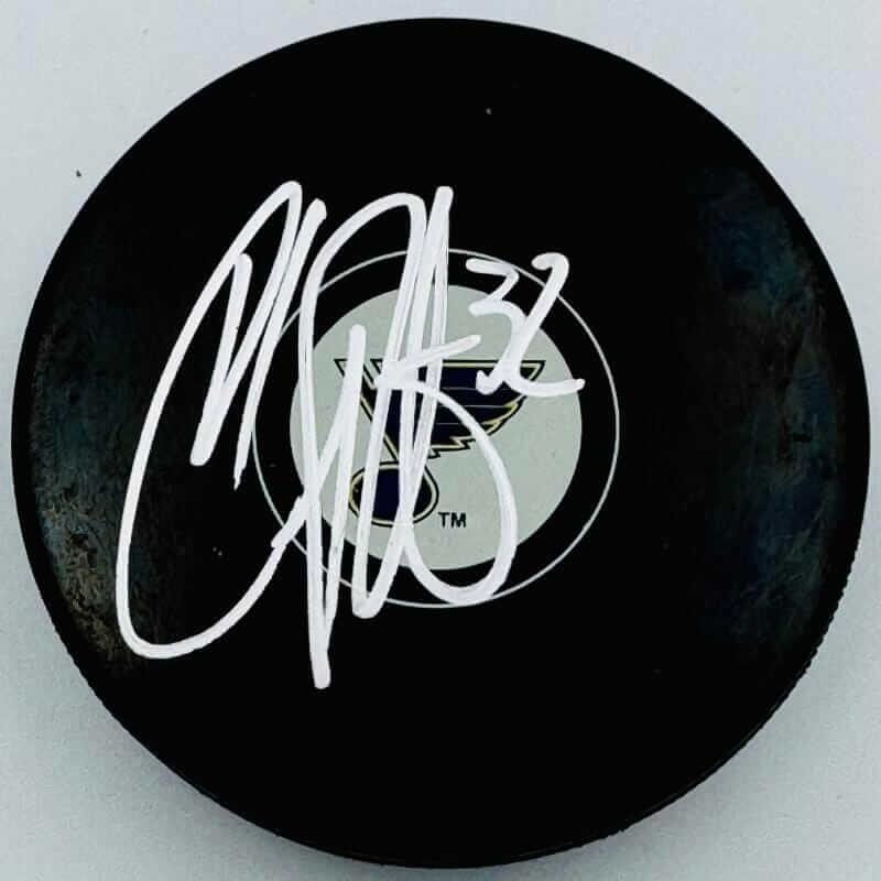 CHRIS PORTER SIGNED ST. LOUIS BLUES HOCKEY PUCK MINNESOTA WILD AUTOGRAPH COA J4