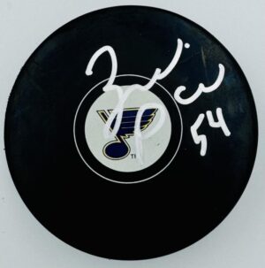 ZACH POCHIRO SIGNED ST. LOUIS BLUES HOCKEY PUCK CHICAGO AUTOGRAPH COA J1