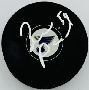 ZACH POCHIRO SIGNED ST. LOUIS BLUES HOCKEY PUCK CHICAGO AUTOGRAPH COA J1