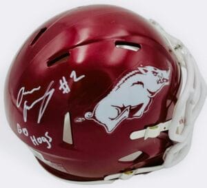 ANDREW ARMSTRONG SIGNED ARKANSAS RAZORBACKS MINI HELMET AUTOGRAPH BECKETT BAS K47