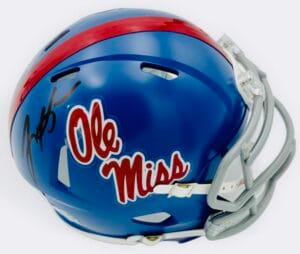 LANE KIFFIN SIGNED OLE MISS REBELS FOOTBALL MINI HELMET AUTOGRAPH BAS J416