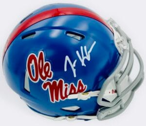 LANE KIFFIN SIGNED OLE MISS REBELS FOOTBALL MINI HELMET AUTOGRAPH BAS K421