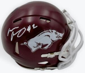 ANDREW ARMSTRONG SIGNED ARKANSAS RAZORBACKS MINI HELMET AUTOGRAPH BECKETT BAS K48