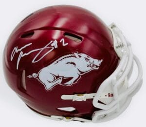 ANDREW ARMSTRONG SIGNED ARKANSAS RAZORBACKS MINI HELMET AUTOGRAPH BECKETT BAS K49