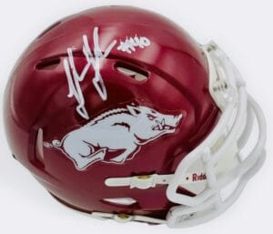 LANDON JACKSON SIGNED ARKANSAS RAZORBACKS MINI HELMET HOGS AUTOGRAPH BECKETT J37