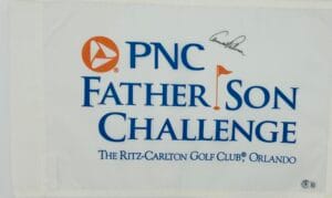 ARNOLD PALMER SIGNED PNC FATHER SON CHALLENGE GOLF PIN FLAG AUTOGRAPH BAS J58