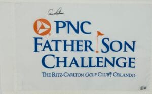 ARNOLD PALMER SIGNED PNC FATHER SON CHALLENGE GOLF PIN FLAG AUTOGRAPH BAS J56