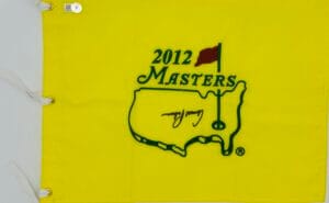 ARNOLD PALMER SIGNED 2012 AUGUSTA MASTERS GOLF PIN FLAG AUTOGRAPH BAS J54