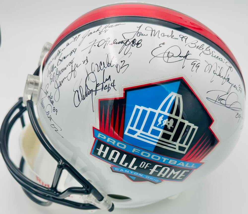 Jim Brown Dan Marino Joe Montana Jerry Rice Signed Hall Of Fame Full Size Helmet - Image 3