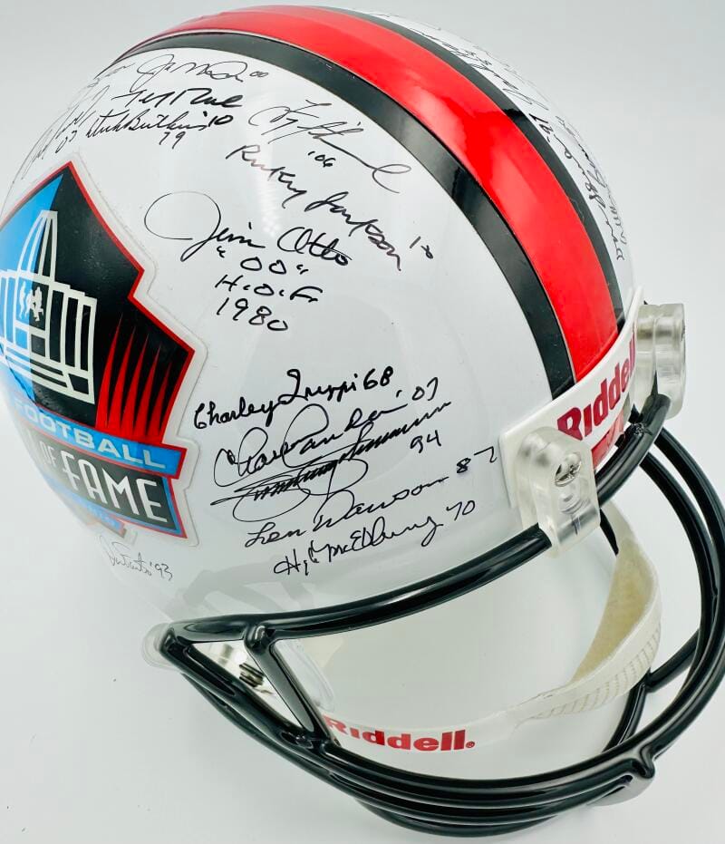 Jim Brown Dan Marino Joe Montana Jerry Rice Signed Hall Of Fame Full Size Helmet - Image 6