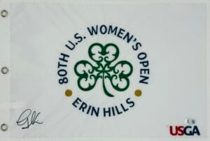 GRACE KIM SIGNED 2025 WOMENS U.S. OPEN GOLF FLAG ERIN HILLS AUTOGRAPH BAS K12