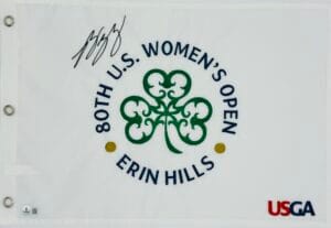 ROSE ZHANG SIGNED 2025 WOMENS U.S. OPEN GOLF FLAG ERIN HILLS AUTOGRAPH BAS K96
