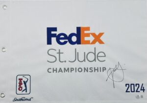 XANDER SCHAUFFELE SIGNED 2024 FEDEX ST JUDE CHAMPIONSHIP GOLF PIN FLAG BAS K61