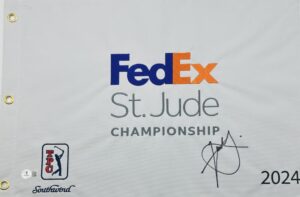 XANDER SCHAUFFELE SIGNED 2024 FEDEX ST JUDE CHAMPIONSHIP GOLF PIN FLAG BAS K60