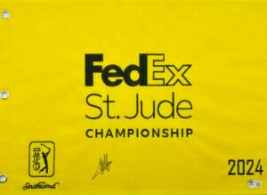 COLLIN MORIKAWA SIGNED 2024 FEDEX ST JUDE CHAMPIONSHIP GOLF PIN FLAG BAS K48