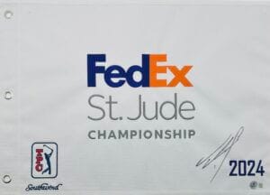 TOM KIM SIGNED 2024 FEDEX ST JUDE CHAMPIONSHIP GOLF PIN FLAG AUTOGRAPH BAS K745