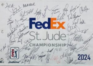 2024 FEDEX ST. JUDE CHAMPIONSHIP SIGNED GOLF FLAG VIKTOR HOVLAND DUNLAP BAS K293