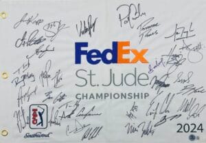 2024 FEDEX ST. JUDE CHAMPIONSHIP SIGNED GOLF FLAG CANTLAY MCCARTHY AUTOGRAPH K291