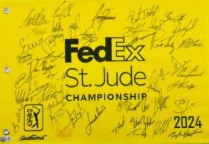 2024 FEDEX ST JUDE CHAMPIONSHIP SIGNED GOLF FLAG THEEGALA ZALATORIS ABERG K90