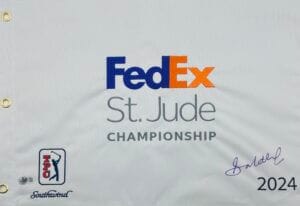 SAHITH THEEGALA SIGNED 2024 FEDEX ST. JUDE CHAMPIONSHIP GOLF PIN FLAG BAS J777