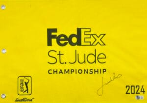 JORDAN SPIETH SIGNED 2024 FEDEX ST JUDE CHAMPIONSHIP GOLF PIN FLAG BAS J774