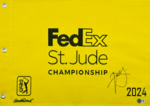 XANDER SCHAUFFELE SIGNED 2024 FEDEX ST JUDE CHAMPIONSHIP GOLF PIN FLAG BAS J766