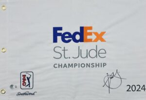 XANDER SCHAUFFELE SIGNED 2024 FEDEX ST JUDE CHAMPIONSHIP GOLF PIN FLAG BAS J765