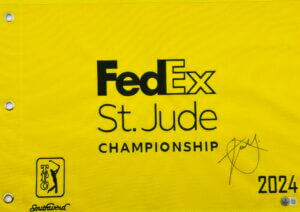 XANDER SCHAUFFELE SIGNED 2024 FEDEX ST JUDE CHAMPIONSHIP GOLF PIN FLAG BAS J764