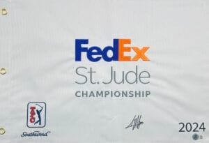 COLLIN MORIKAWA SIGNED 2024 FEDEX ST JUDE CHAMPIONSHIP GOLF PIN FLAG BAS J53