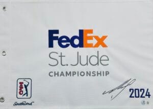TOM KIM SIGNED 2024 FEDEX ST JUDE CHAMPIONSHIP GOLF PIN FLAG AUTOGRAPH BAS J747