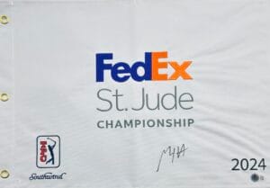 MAX HOMA SIGNED 2024 FEDEX ST JUDE CHAMPIONSHIP GOLF PIN FLAG AUTOGRAPH BAS J736