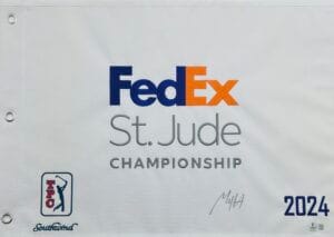 MAX HOMA SIGNED 2024 FEDEX ST JUDE CHAMPIONSHIP GOLF PIN FLAG AUTOGRAPH BAS J735