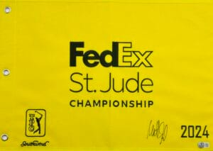 MATT FITZPATRICK SIGNED 2024 FEDEX ST JUDE CHAMPIONSHIP GOLF PIN FLAG BAS J733