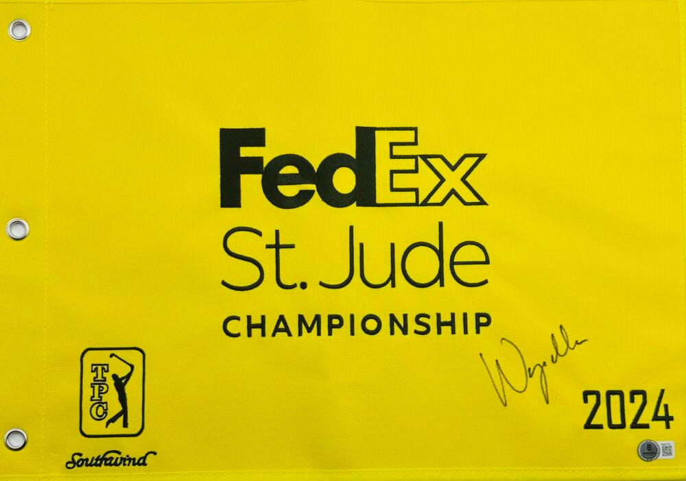 WYNDHAM CLARK SIGNED 2024 FEDEX ST JUDE CHAMPIONSHIP GOLF PIN FLAG PGA BAS J729