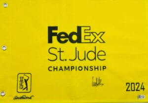 LUDVIG ABERG SIGNED 2024 FEDEX ST JUDE CHAMPIONSHIP GOLF PIN FLAG BECKETT J726
