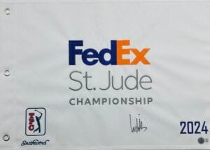 LUDVIG ABERG SIGNED 2024 FEDEX ST JUDE CHAMPIONSHIP GOLF PIN FLAG BECKETT J725