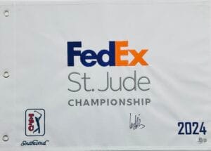 LUDVIG ABERG SIGNED 2024 FEDEX ST JUDE CHAMPIONSHIP GOLF PIN FLAG BECKETT J724