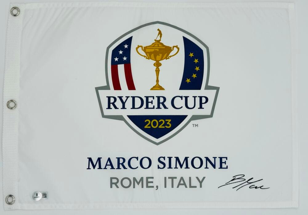 ROBERT MACINTYRE SIGNED 2023 RYDER CUP GOLF PIN FLAG 2024 BMW AUTOGRAPH BAS K618