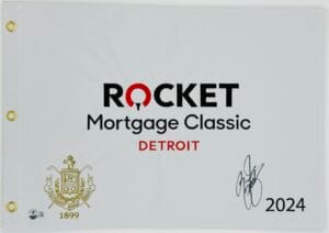 RICKIE FOWLER SIGNED ROCKET MORTGAGE CLASSIC SIGNED GOLF FLAG AUTOGRAPH BAS K616