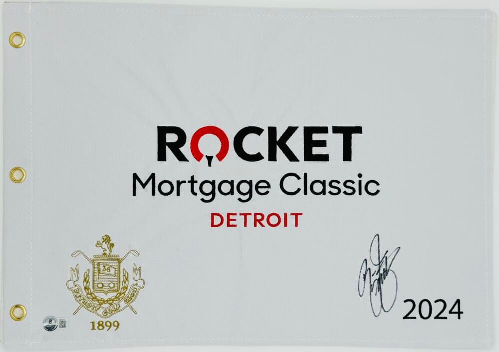 RICKIE FOWLER SIGNED ROCKET MORTGAGE CLASSIC SIGNED GOLF FLAG AUTOGRAPH BAS K616