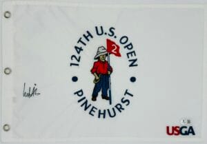 LUDVIG ABERG SIGNED 2024 U.S. OPEN GOLF PIN FLAG PINEHURST AUTOGRAPH BECKETT K29