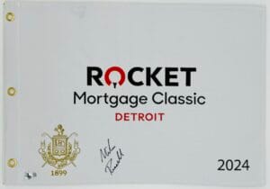 MILES RUSSELL SIGNED 2024 ROCKET MORTGAGE CLASSIC SIGNED GOLF PIN FLAG BAS K26