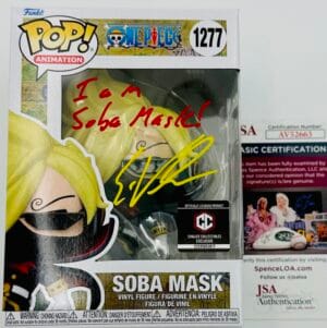 ERIC VALE SIGNED SOBA MASK FUNKO POP 1277 SANJI ONE PIECE ANIME AUTOGRAPH JSA 63