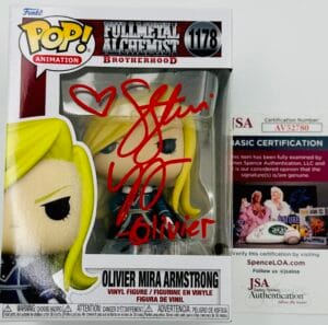 STEPHANIE YOUNG SIGNED OLIVIER MIRA ARMSTRONG FUNKO FULLMETAL ALCHEMIST JSA 780