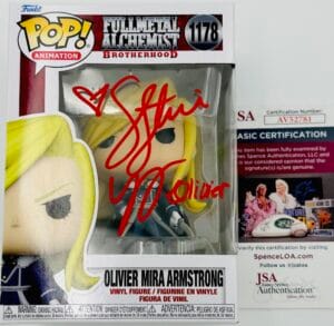 STEPHANIE YOUNG SIGNED OLIVIER MIRA ARMSTRONG FUNKO FULLMETAL ALCHEMIST JSA 781
